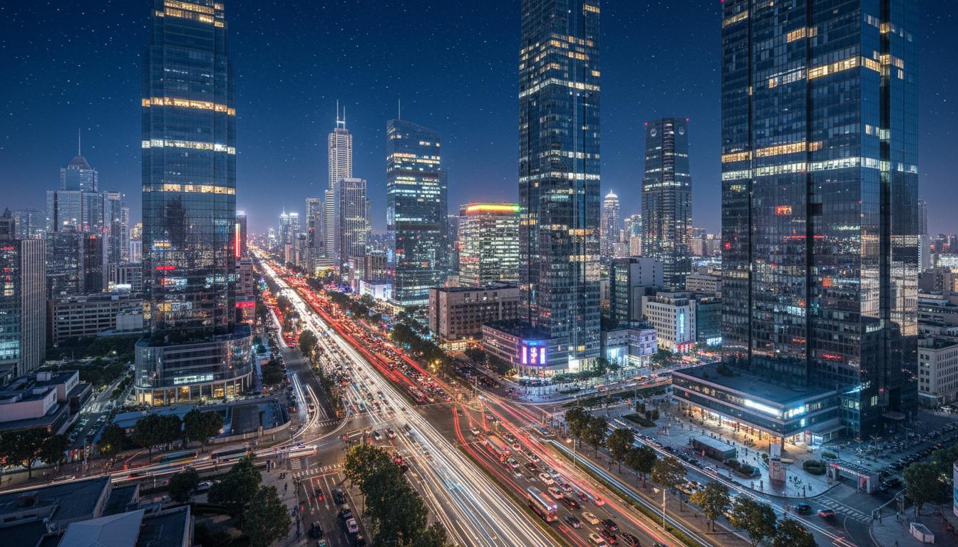 Last frame: nighttime city